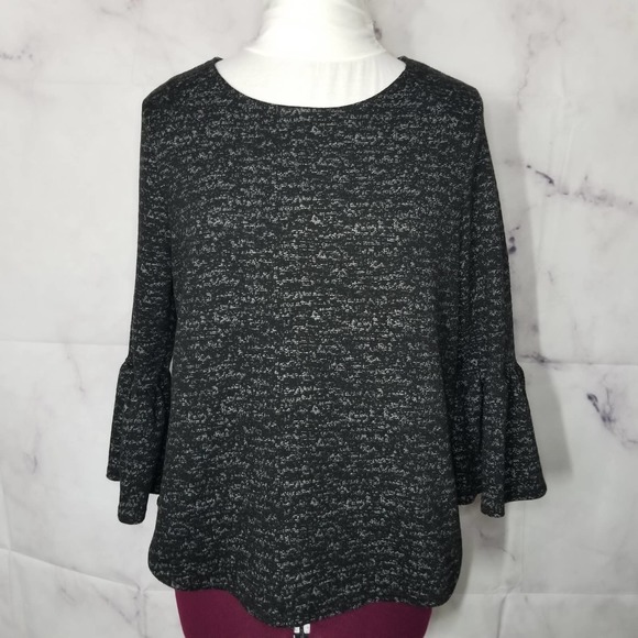 W5 charcoal bell sleeve ruffled long sleeve top S - Picture 1 of 12
